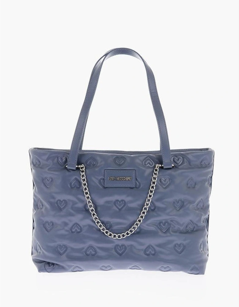 Solid Logo Eco-Leather Shoulder Bag Women - Blue