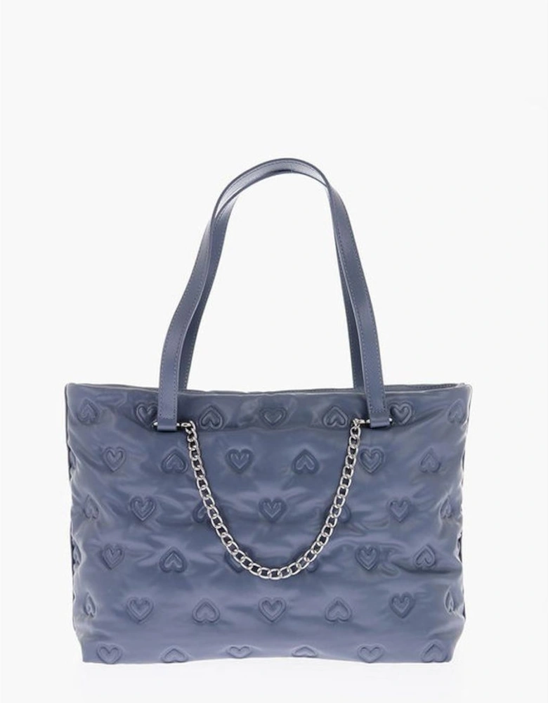 Solid Logo Eco-Leather Shoulder Bag Women - Blue