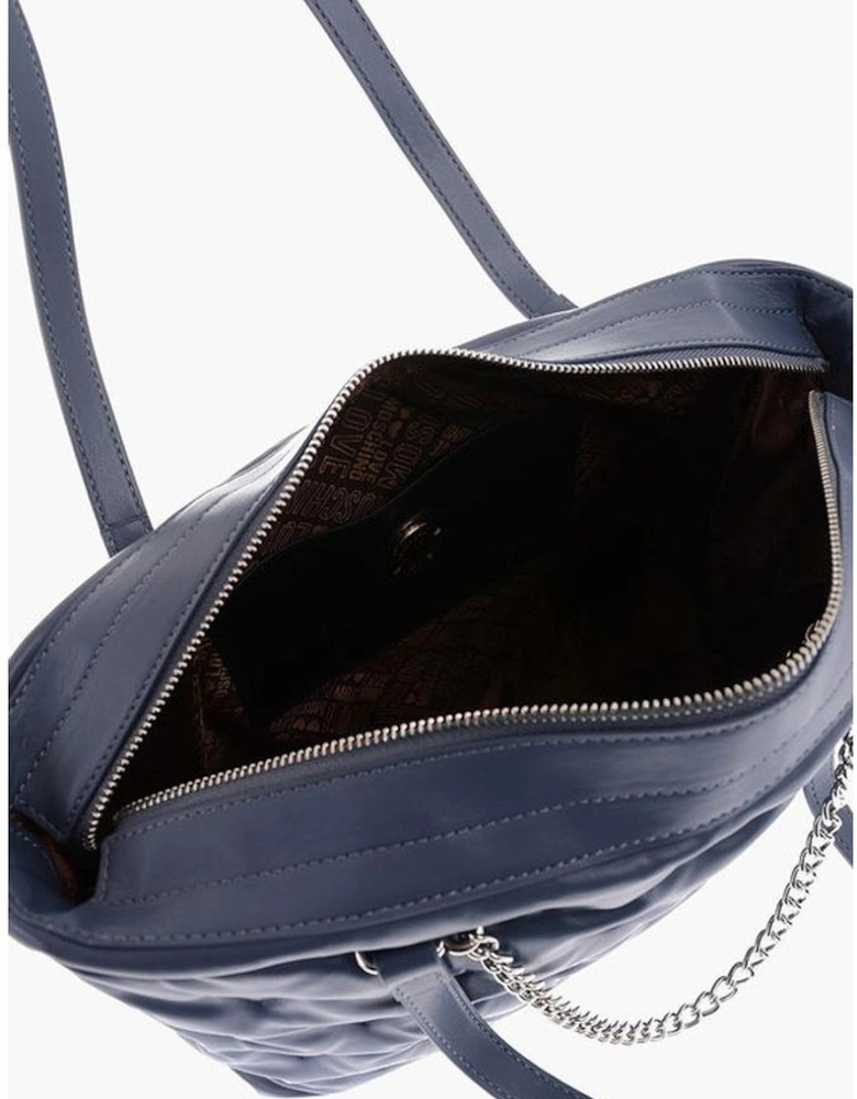 Solid Logo Eco-Leather Shoulder Bag Women - Blue