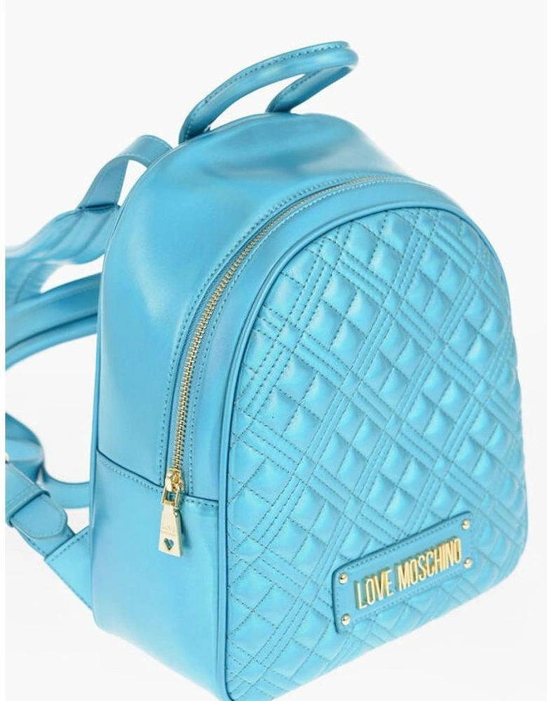 Metal Logo Adjustable Shoulder Strap Bag Women - Blue Backpacks
