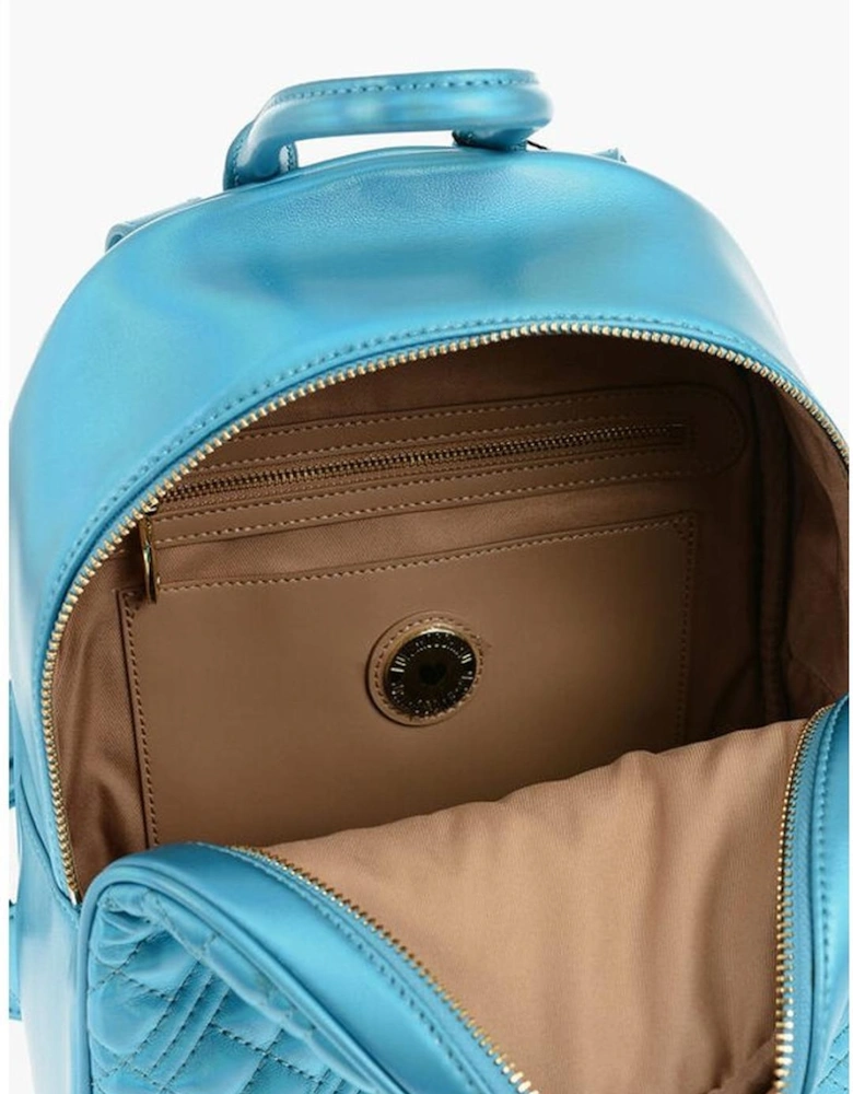 Metal Logo Adjustable Shoulder Strap Bag Women - Blue Backpacks