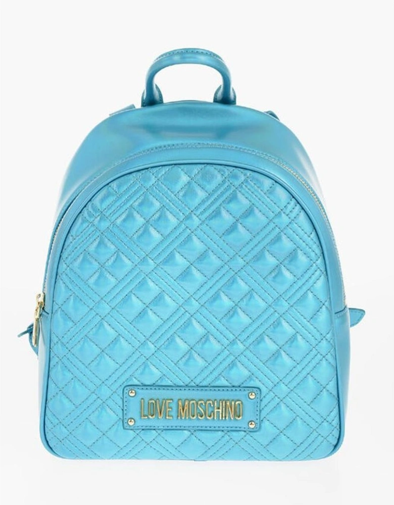 Metal Logo Adjustable Shoulder Strap Bag Women - Blue Backpacks