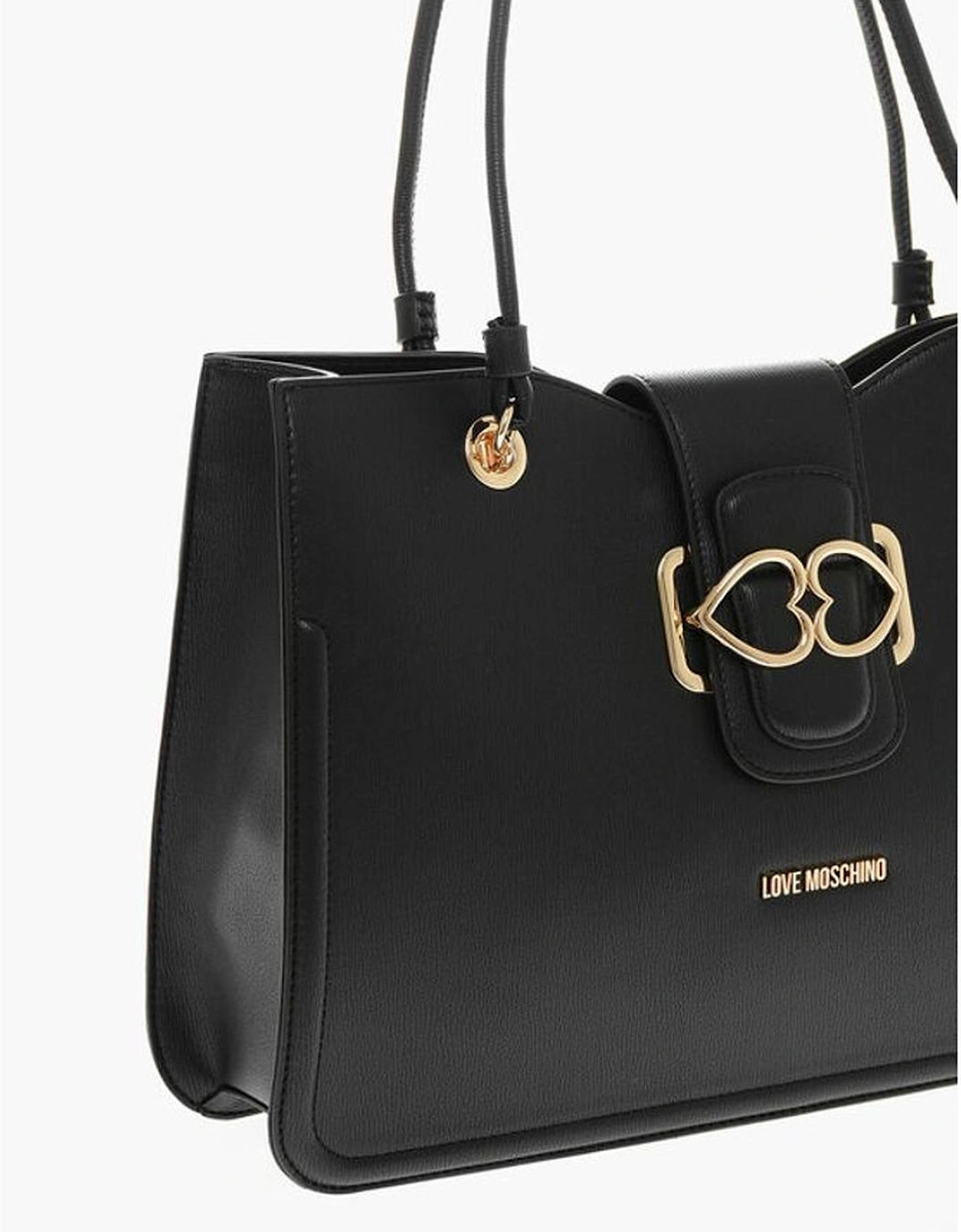 Zip Closure Solid Handbag with Double Handle Women - Black Tote Bags