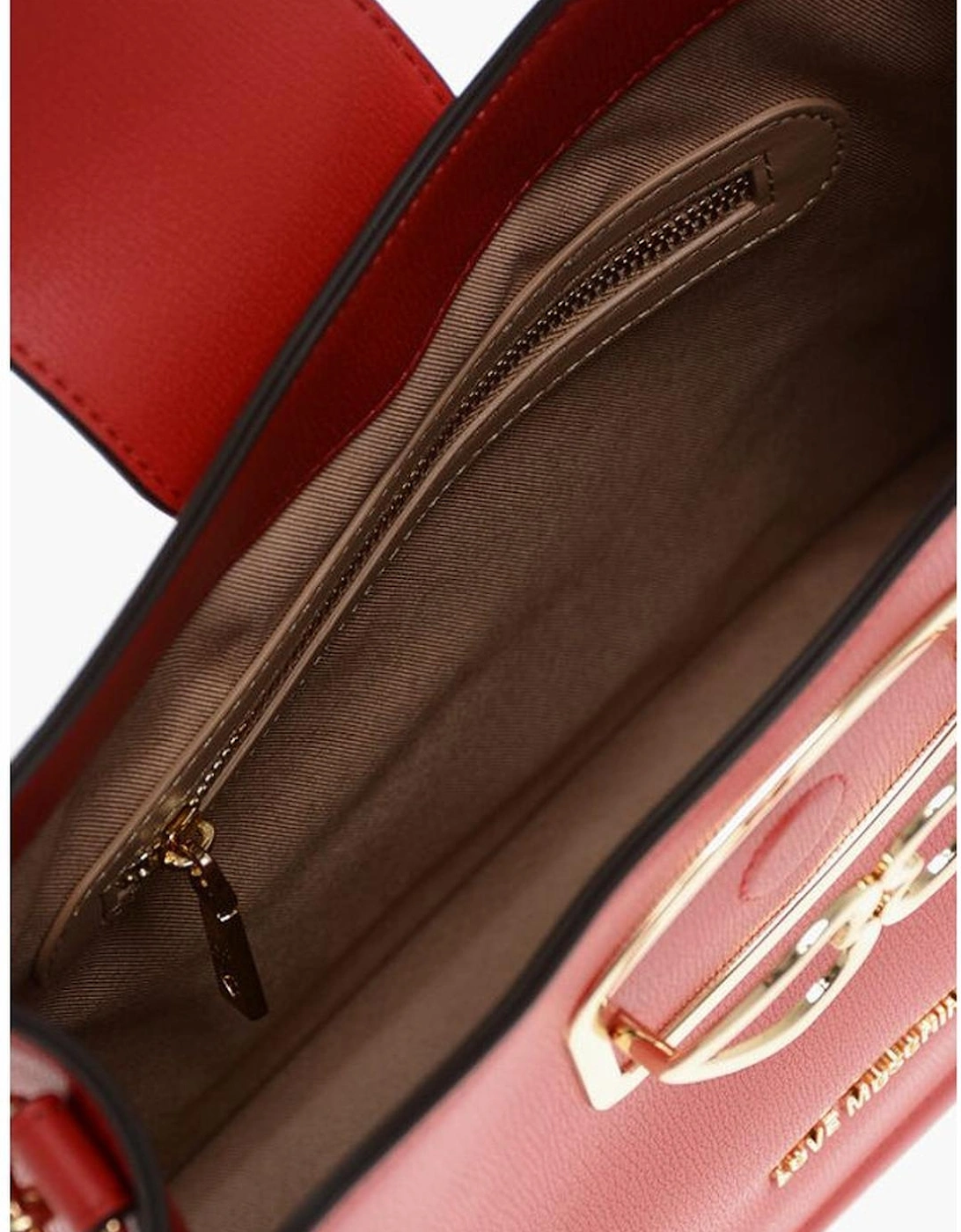 Eco-Leather Shoulder Bag with Logo and Zip Closure Women - Red