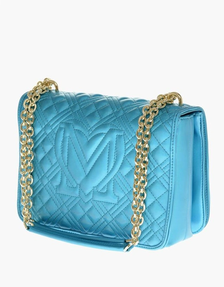 Eco-leather Shoulder Bag with Zip Closure Women - Blue