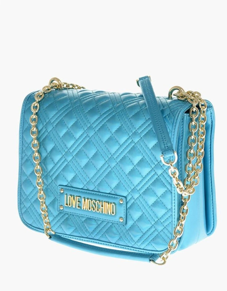 Eco-leather Shoulder Bag with Zip Closure Women - Blue