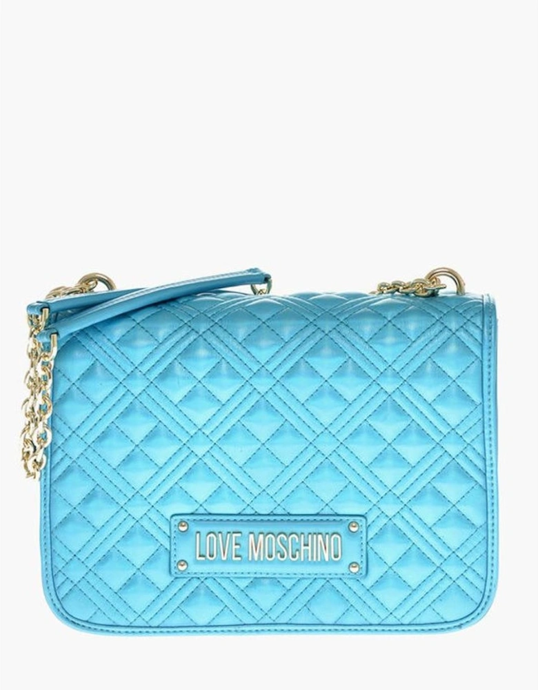 Eco-leather Shoulder Bag with Zip Closure Women - Blue