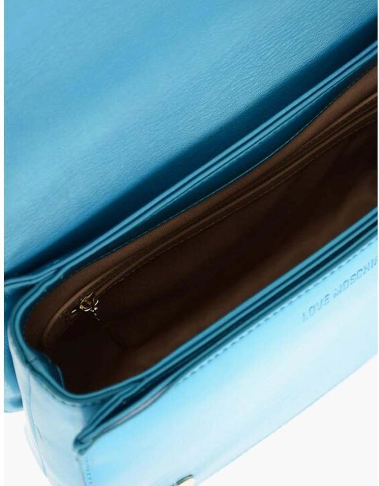 Eco-leather Shoulder Bag with Zip Closure Women - Blue