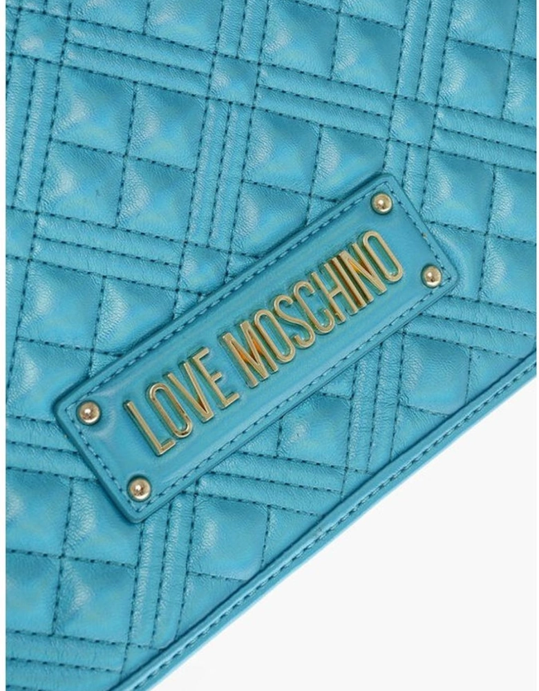 Eco-leather Shoulder Bag with Zip Closure Women - Blue