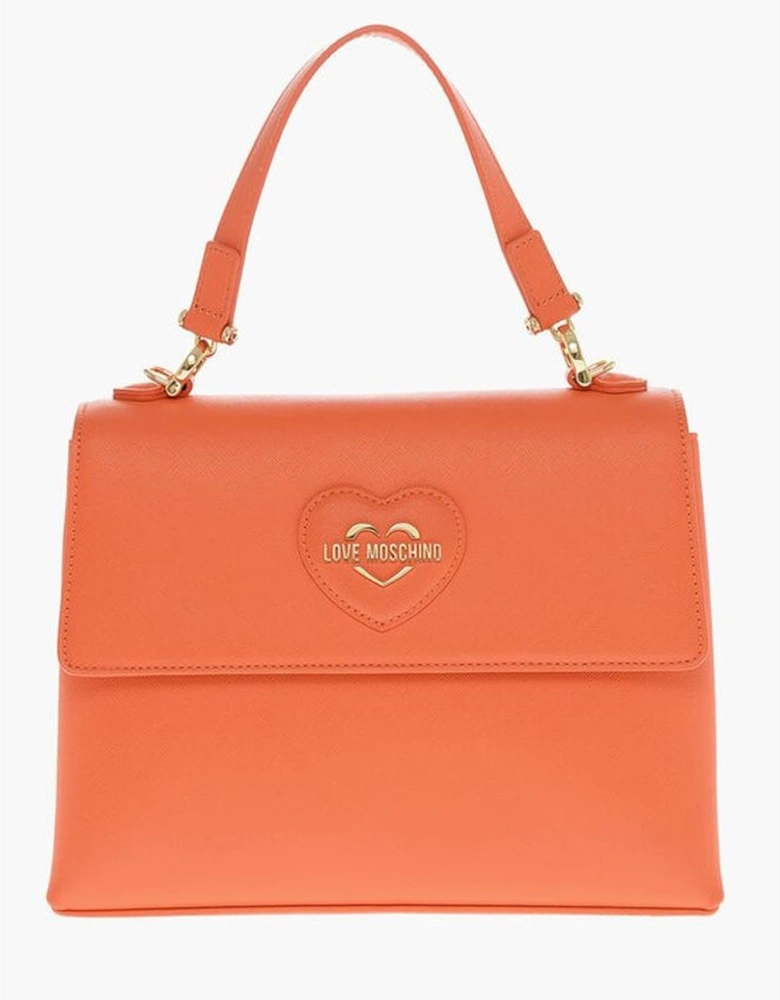 Zip Closure Metal Shoulder Handbag Women - Orange Tote Bags