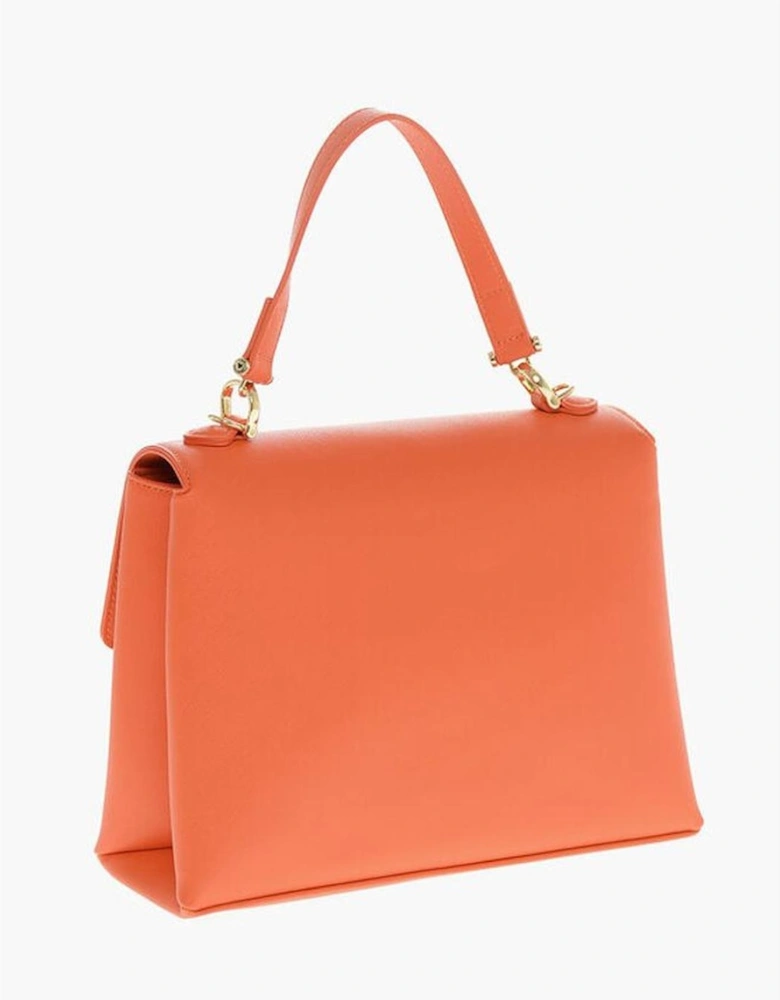 Zip Closure Metal Shoulder Handbag Women - Orange Tote Bags