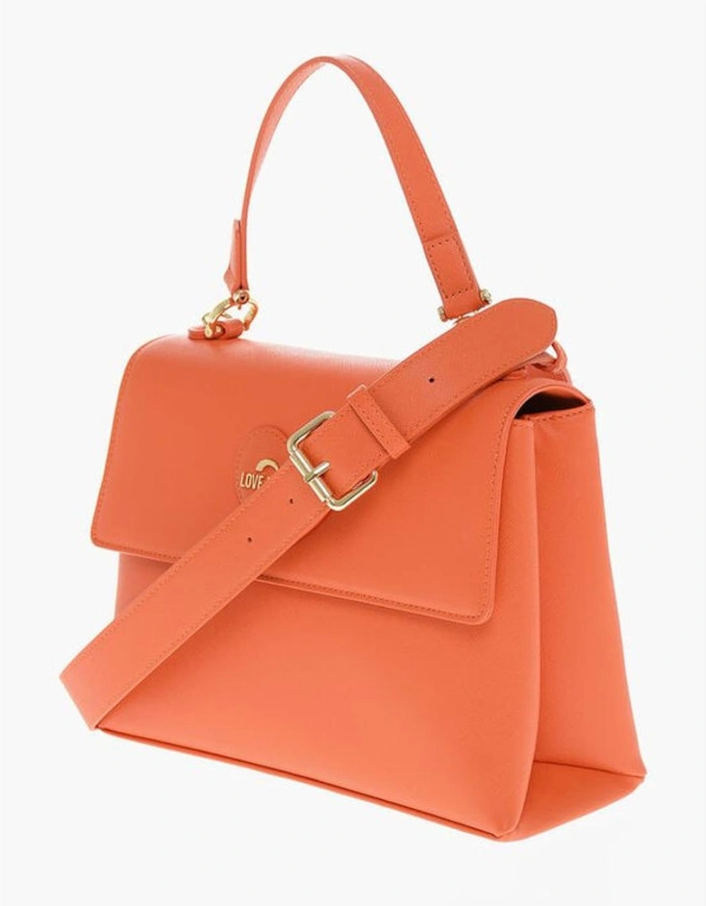 Zip Closure Metal Shoulder Handbag Women - Orange Tote Bags