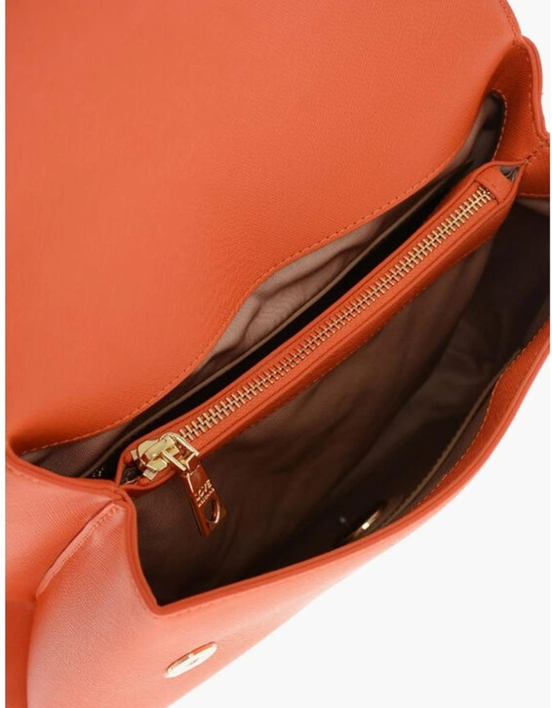 Zip Closure Metal Shoulder Handbag Women - Orange Tote Bags