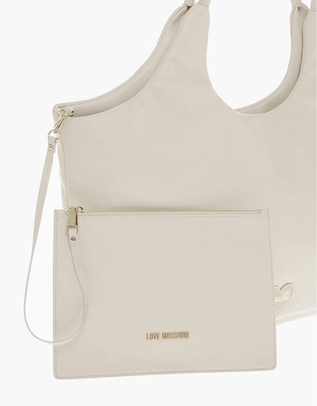 Eco-Leather Double Handle Shoulder Bag Women - Beige