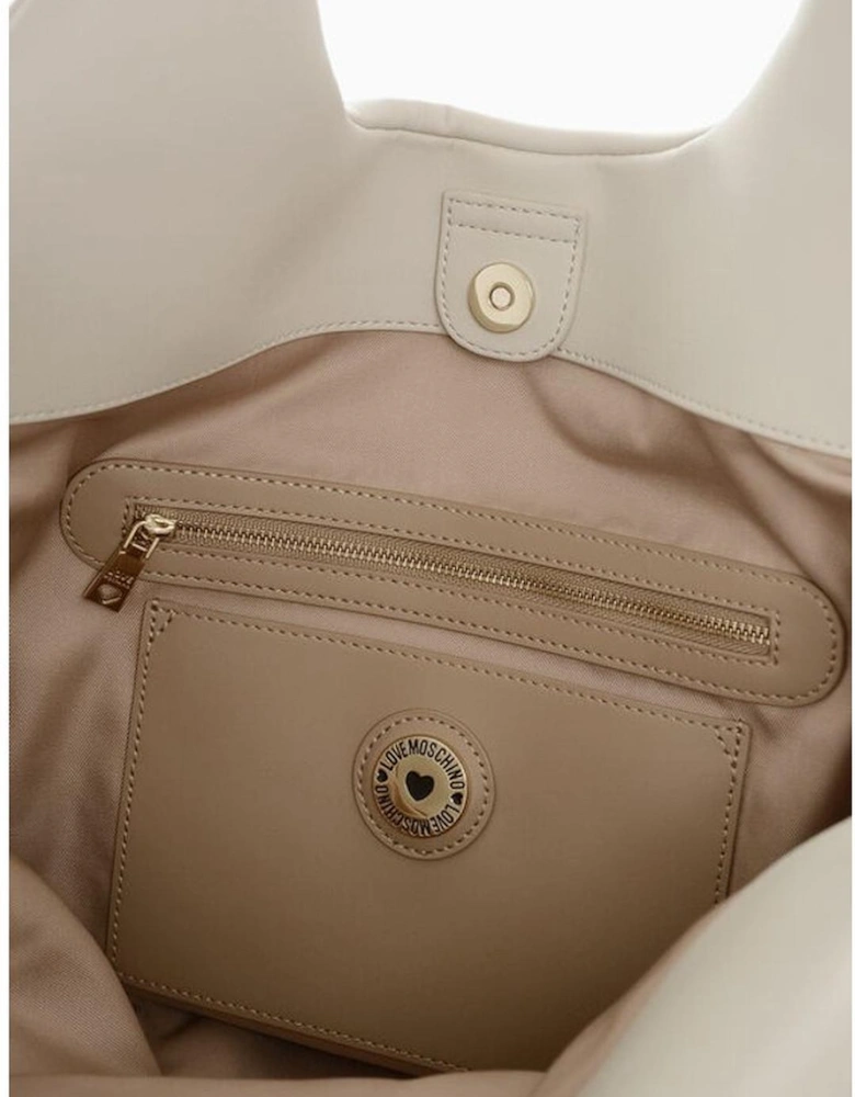 Eco-Leather Double Handle Shoulder Bag Women - Beige