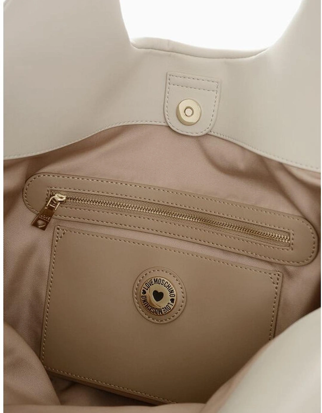 Eco-Leather Double Handle Shoulder Bag Women - Beige