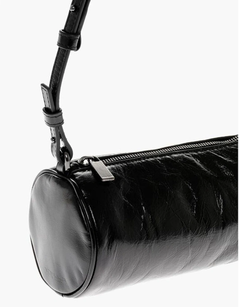 Logo Leather Shoulder Bag with Zip Closure Women - Black