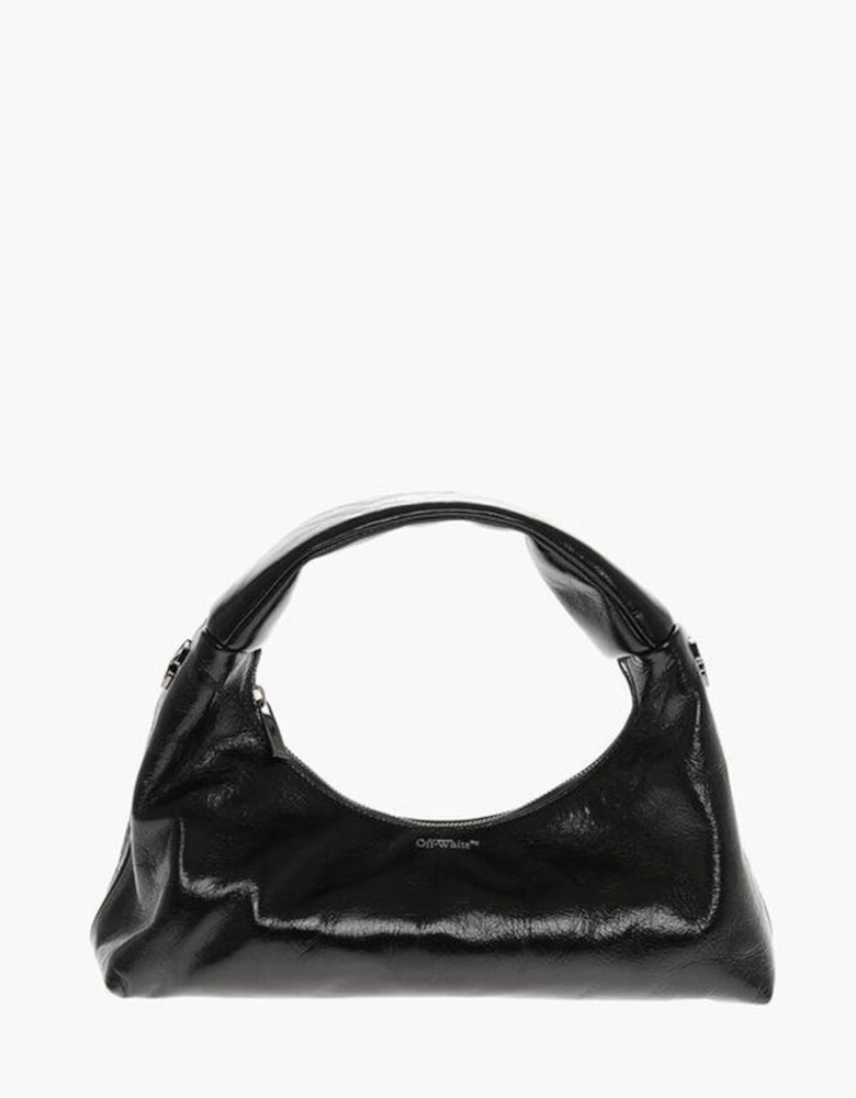 Logo Leather Shoulder Bag with Zip Closure Women - Black