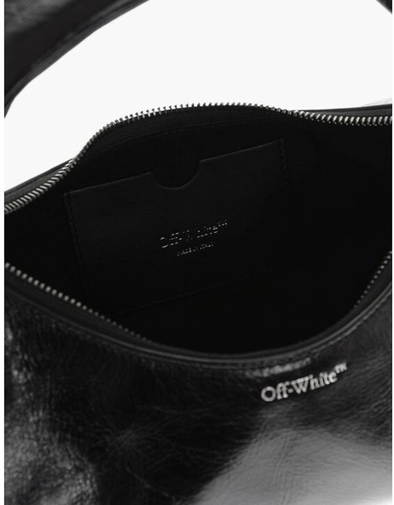 Logo Leather Shoulder Bag with Zip Closure Women - Black