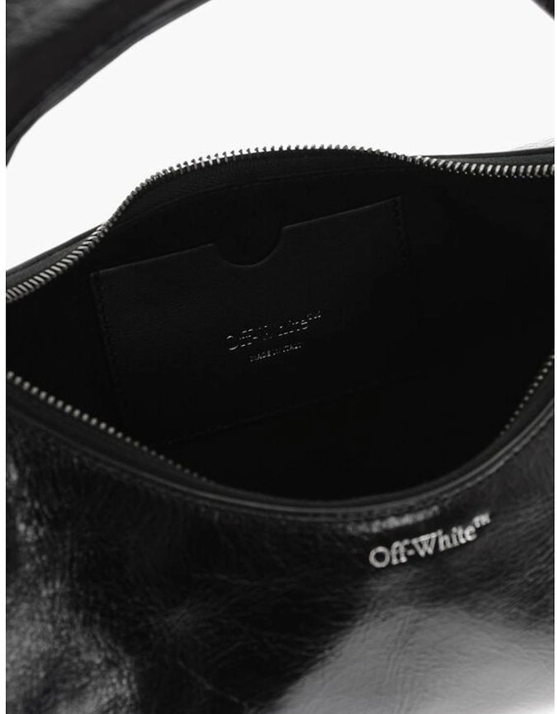Logo Leather Shoulder Bag with Zip Closure Women - Black