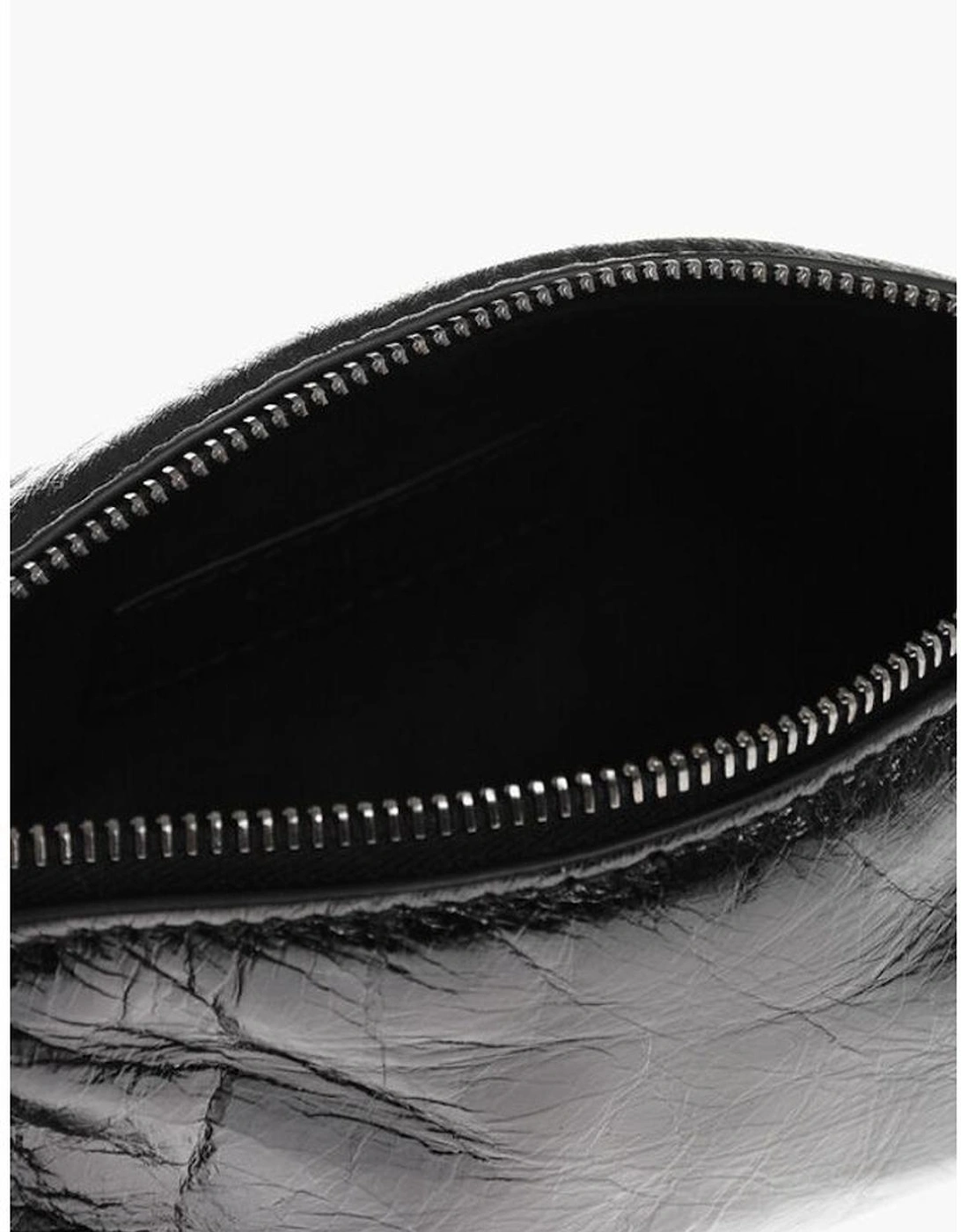 Logo Leather Shoulder Bag with Zip Closure Women - Black