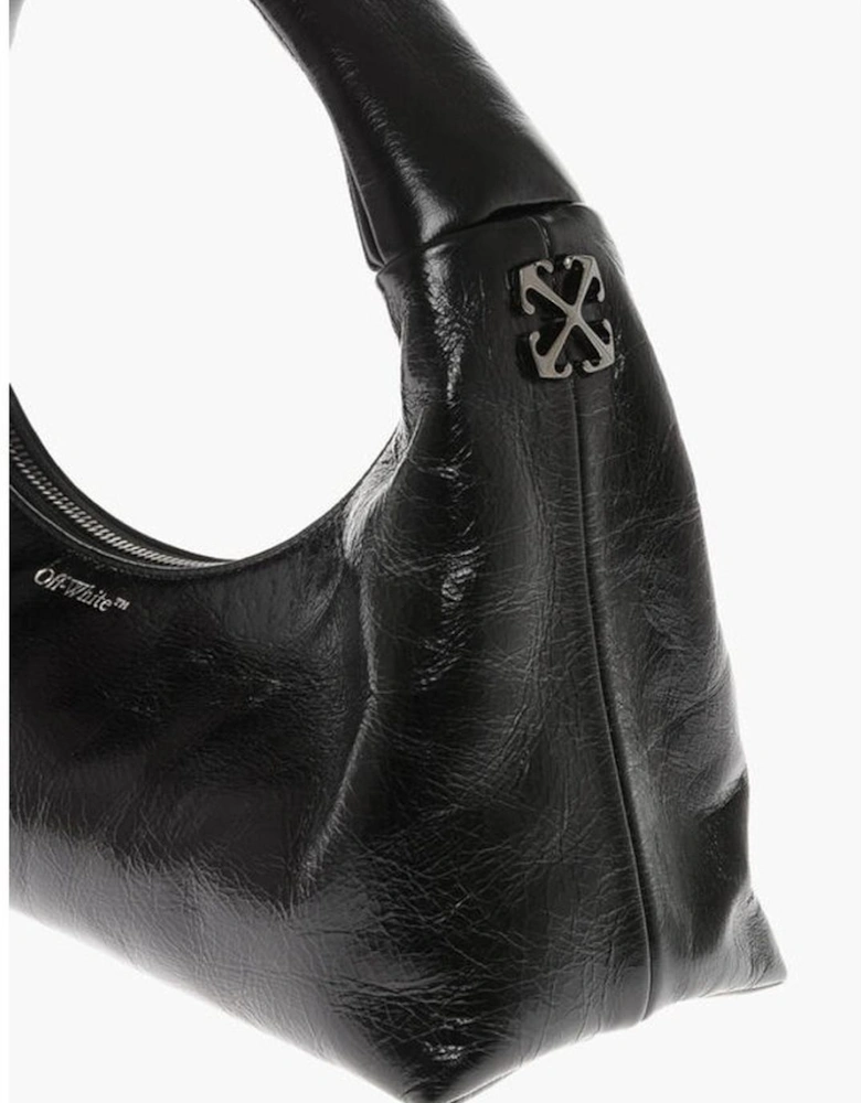 Logo Leather Shoulder Bag with Zip Closure Women - Black