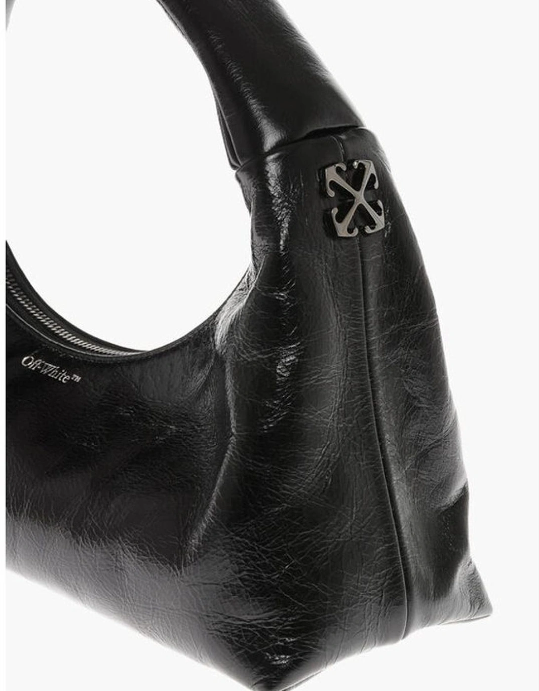 Logo Leather Shoulder Bag with Zip Closure Women - Black