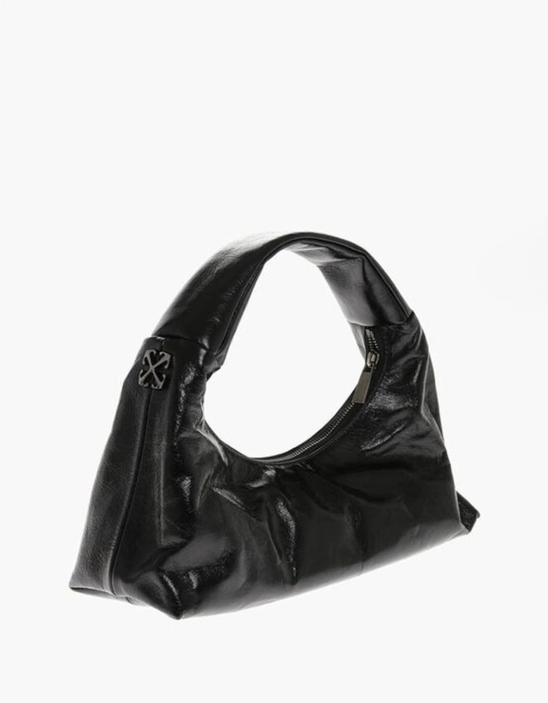 Logo Leather Shoulder Bag with Zip Closure Women - Black