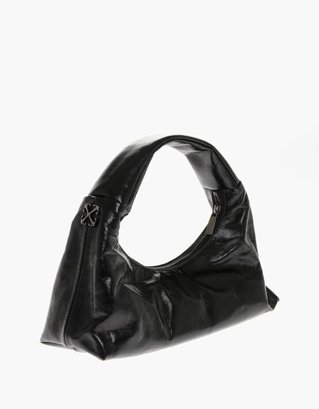 Logo Leather Shoulder Bag with Zip Closure Women - Black