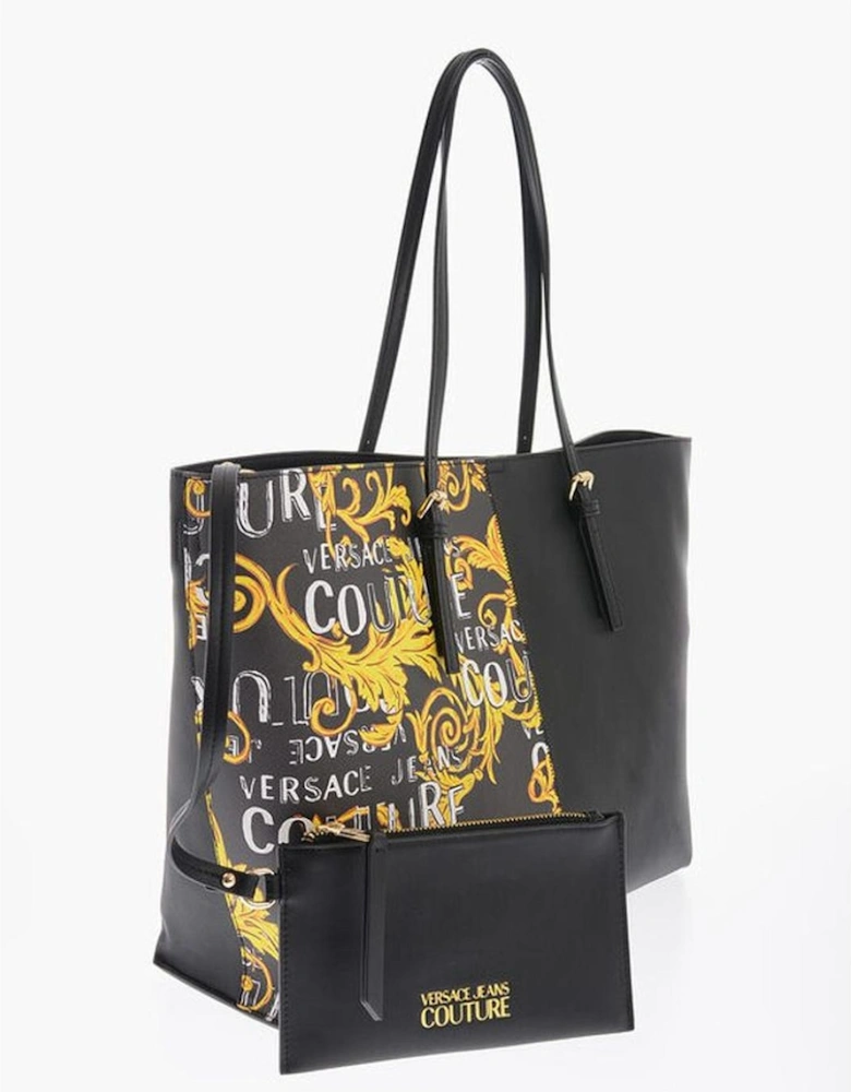 Zip Closure Logo Print Handbag Women - Black Tote Bags
