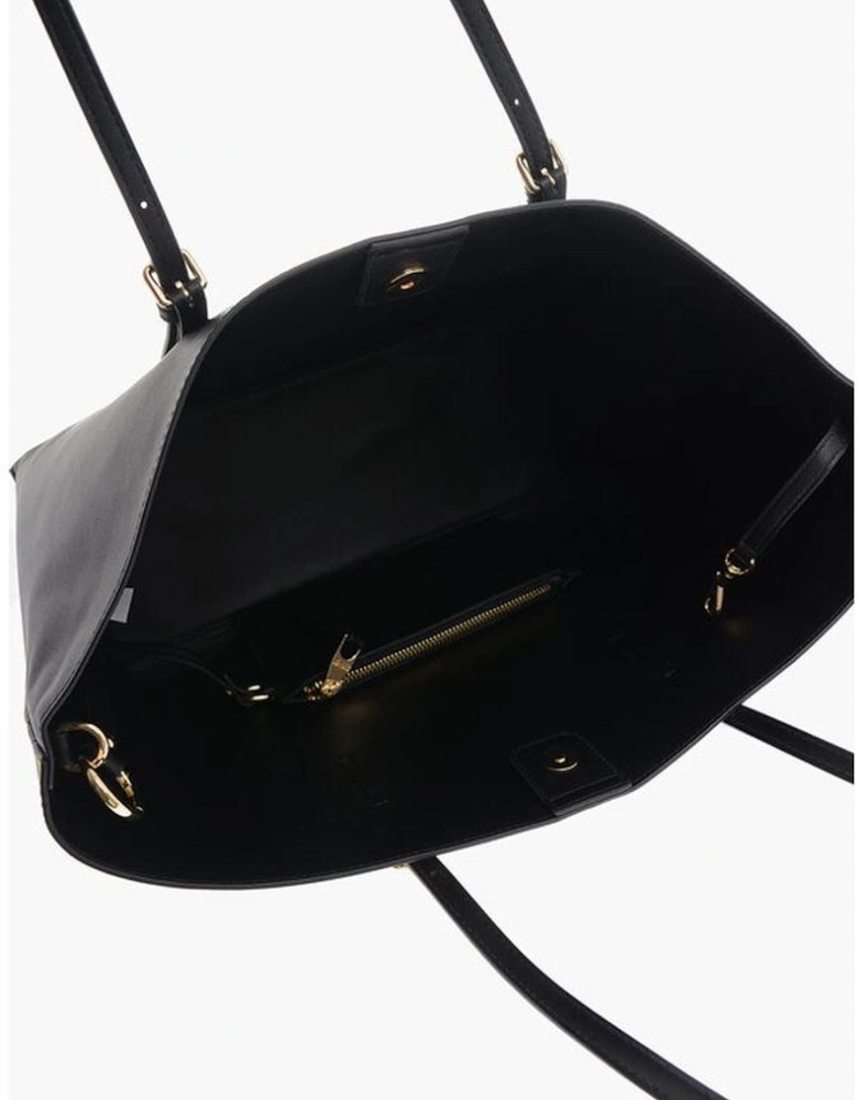 Zip Closure Logo Print Handbag Women - Black Tote Bags