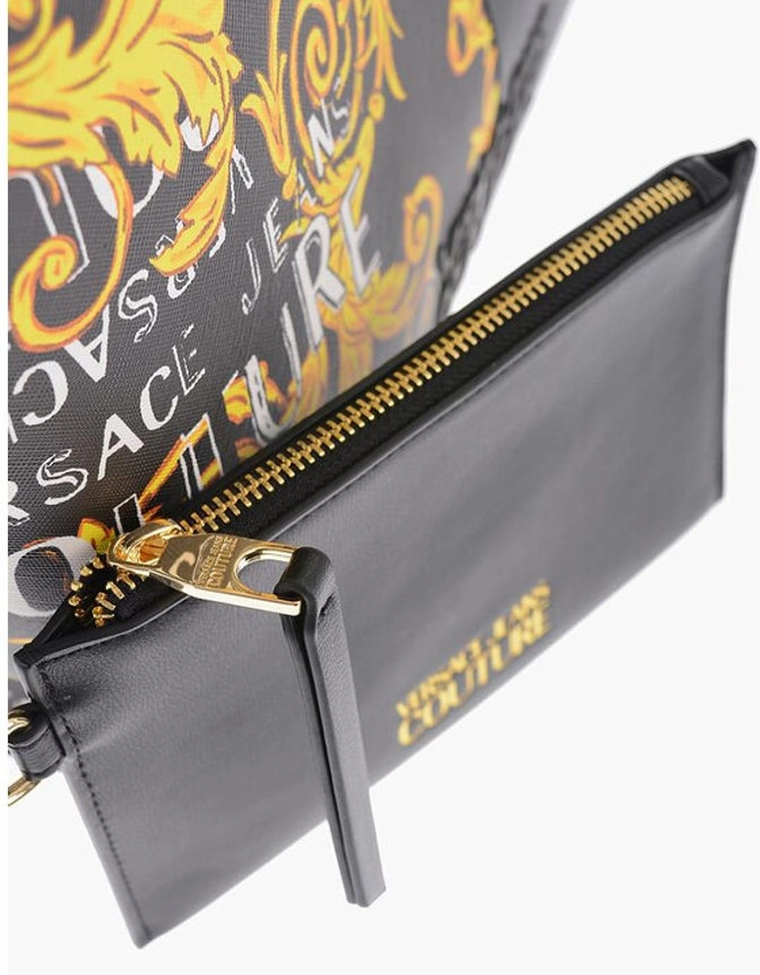 Zip Closure Logo Print Handbag Women - Black Tote Bags