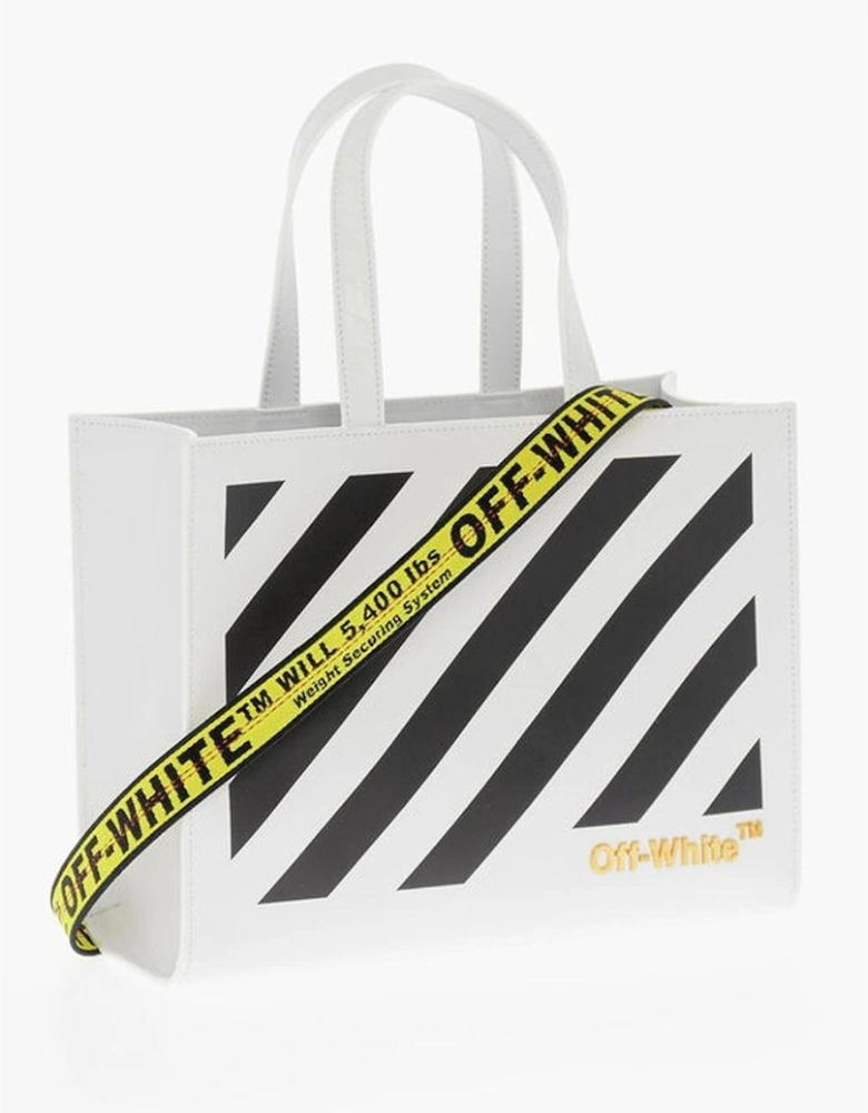 Logo Print Leather Handbag Women - White Tote Bags