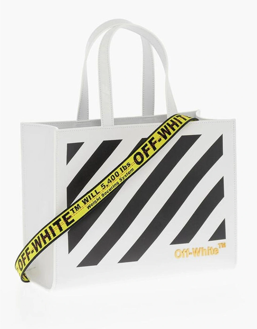 Logo Print Leather Handbag Women - White Tote Bags