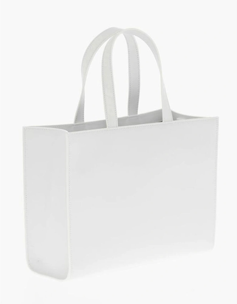 Logo Print Leather Handbag Women - White Tote Bags
