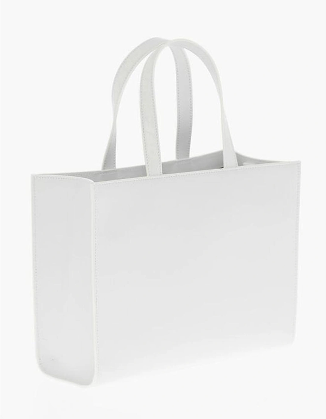 Logo Print Leather Handbag Women - White Tote Bags