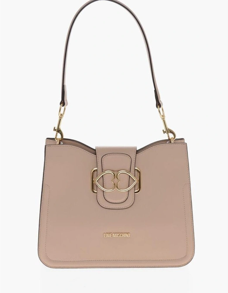Eco-Leather Shoulder Bag with Removable Strap Women - Beige