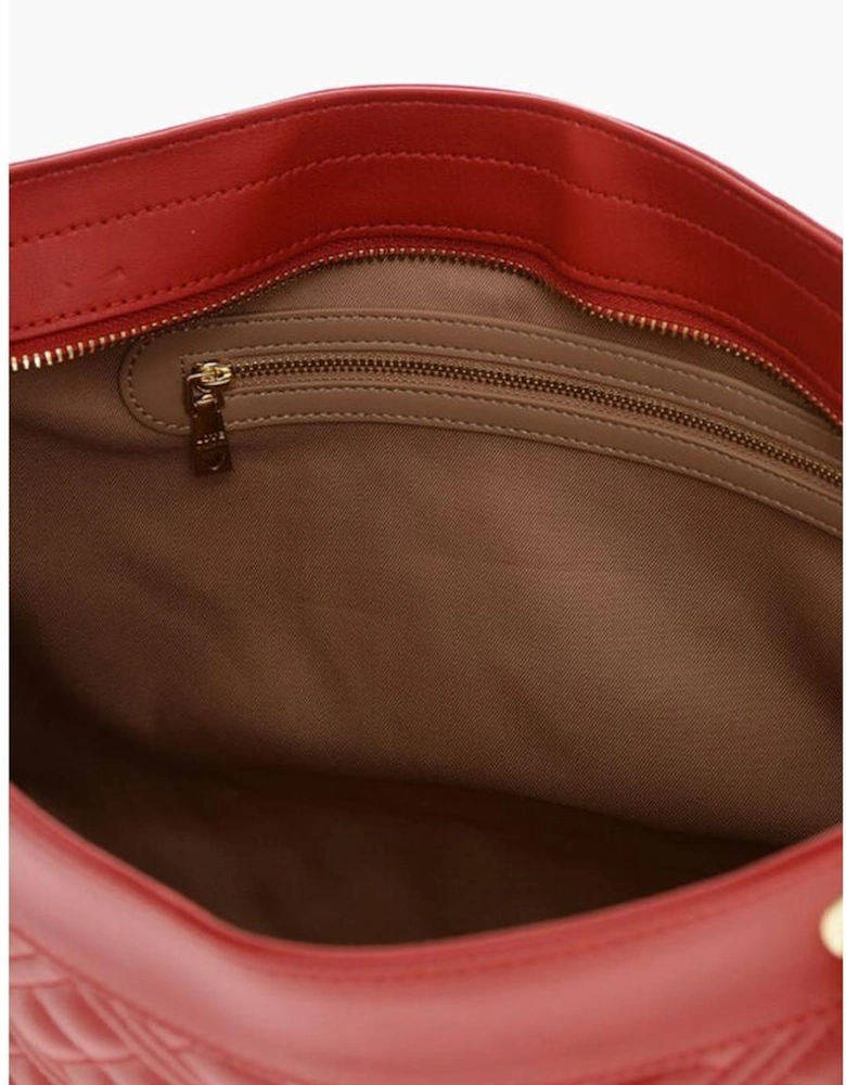 Metal Logo Double Handle Shoulder Bag Women - Red Tote Bags