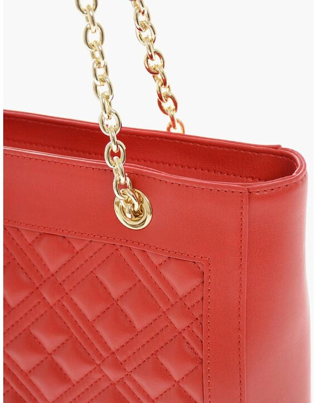 Metal Logo Double Handle Shoulder Bag Women - Red Tote Bags