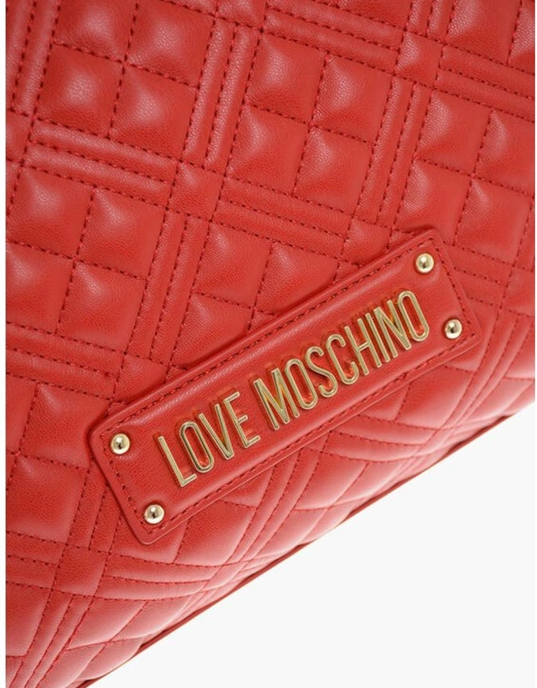 Metal Logo Double Handle Shoulder Bag Women - Red Tote Bags