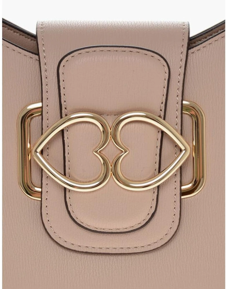 Eco-Leather Shoulder Bag with Removable Strap Women - Beige