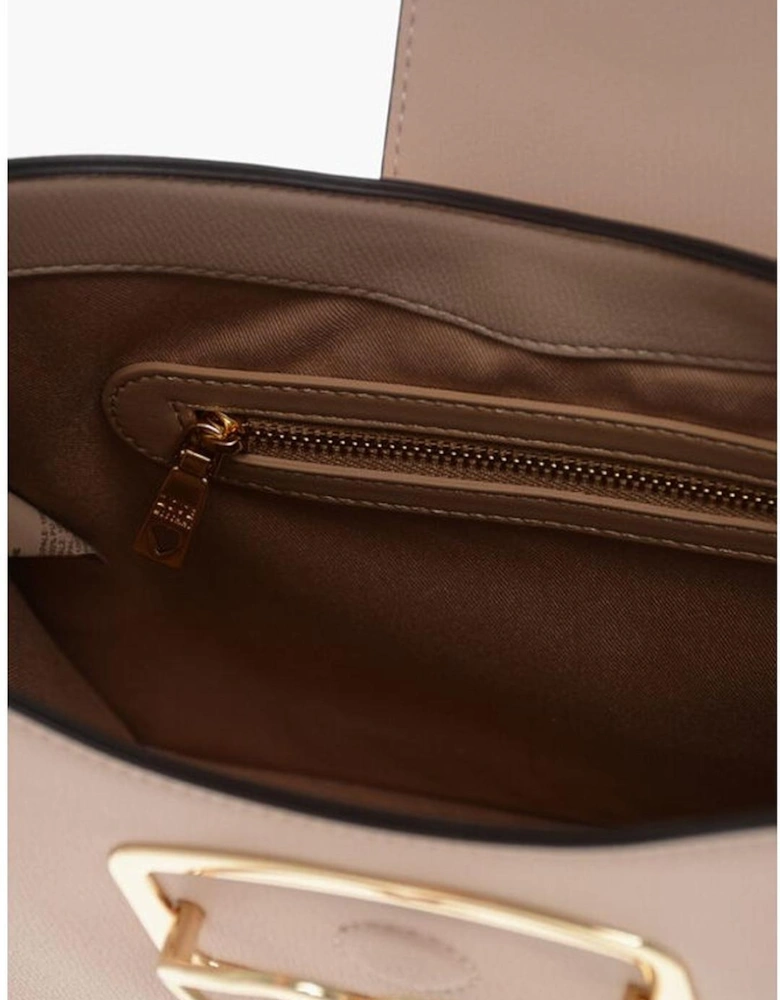 Eco-Leather Shoulder Bag with Removable Strap Women - Beige
