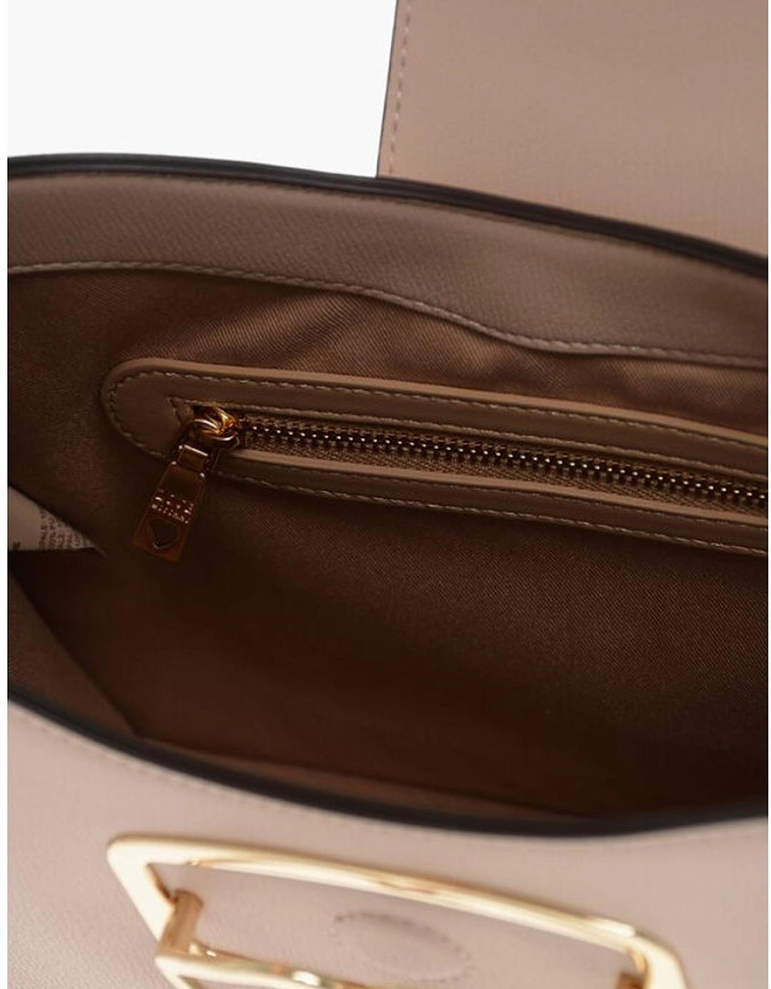 Eco-Leather Shoulder Bag with Removable Strap Women - Beige