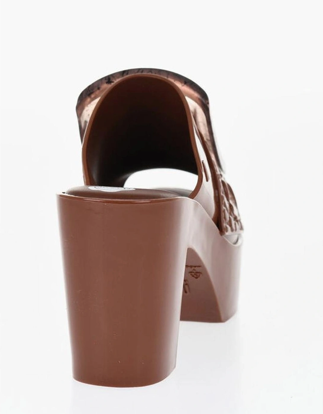 Rubber Peep Toe Heels with Buckles Women - Brown Sandals