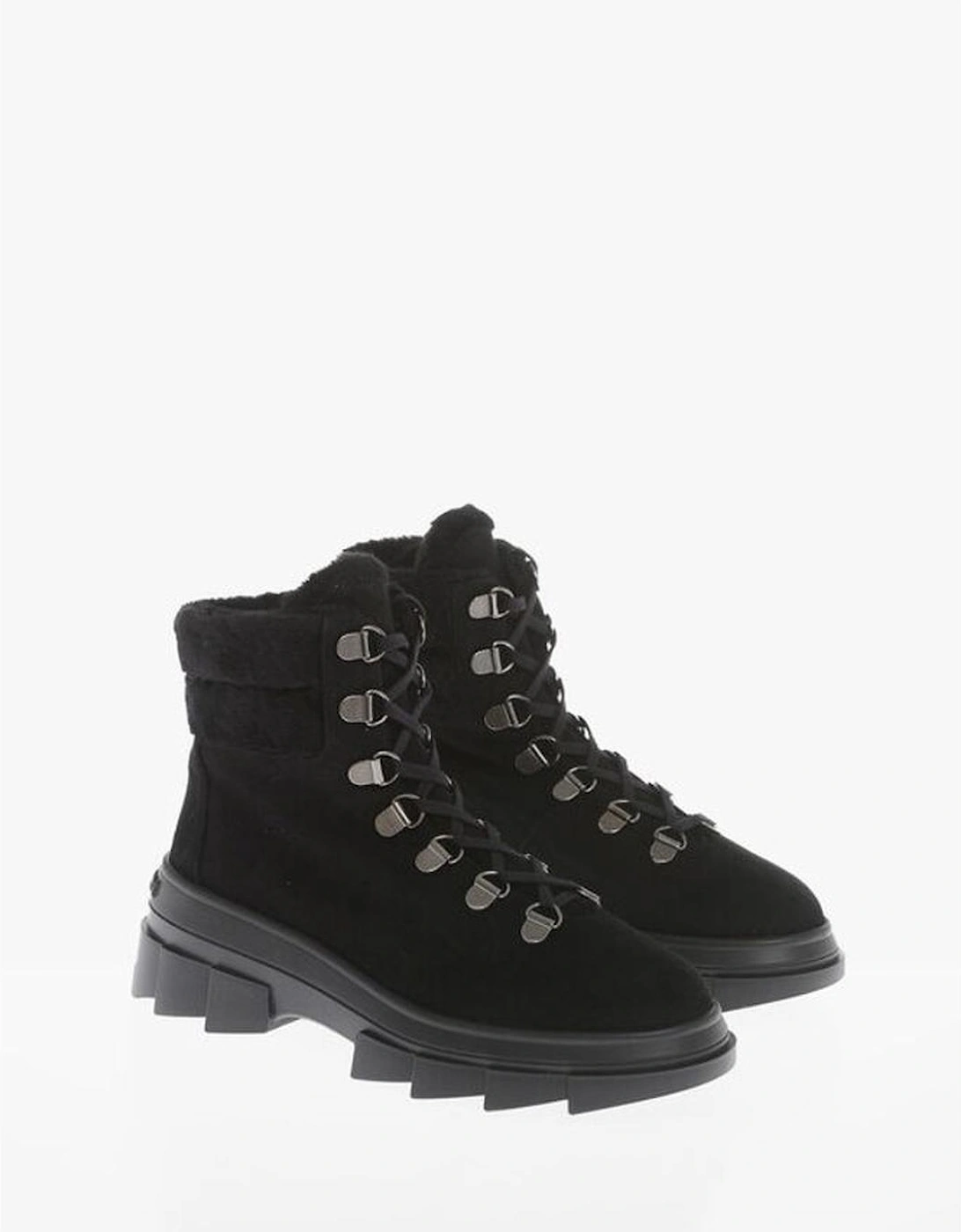 Round Toe Lace-Up Rubber Sole Sneakers Women - Black Boots, 7 of 6