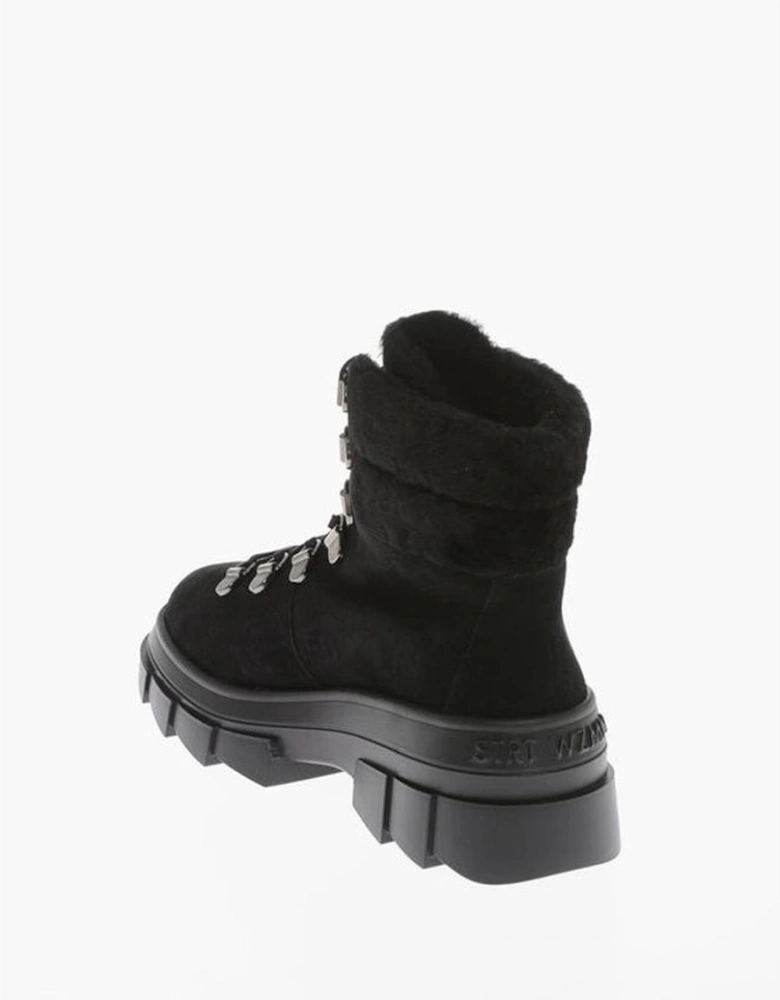 Round Toe Lace-Up Rubber Sole Sneakers Women - Black Boots