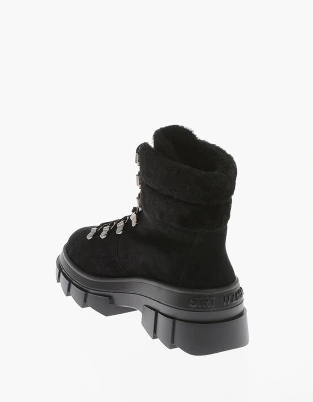 Round Toe Lace-Up Rubber Sole Sneakers Women - Black Boots