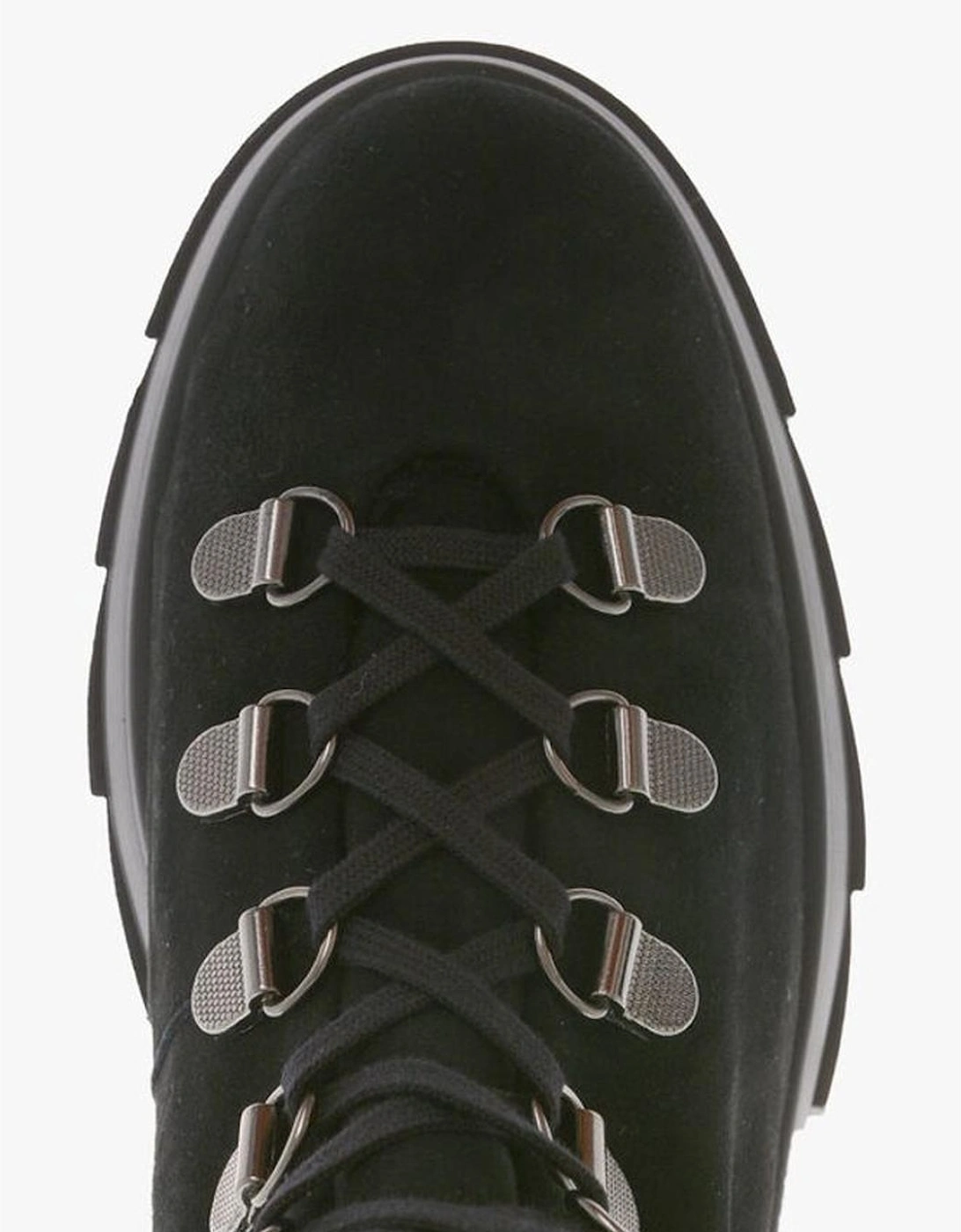 Round Toe Lace-Up Rubber Sole Sneakers Women - Black Boots