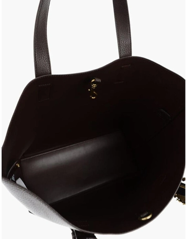 Solid Logo Metal Clasp Shoulder Bag Women - Brown