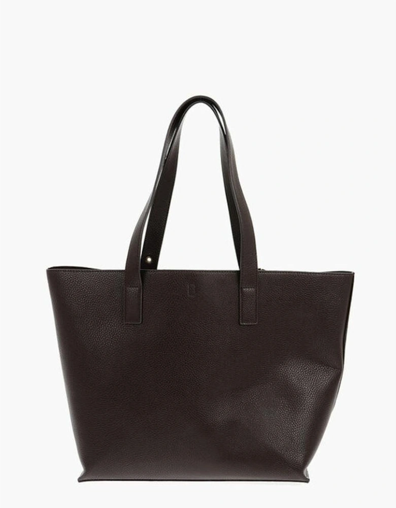 Solid Logo Metal Clasp Shoulder Bag Women - Brown